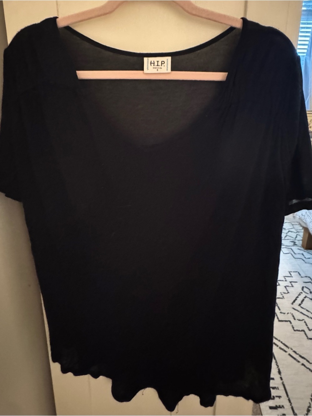 h.i.p. Black Short Sleeve Scoop Neck Tee